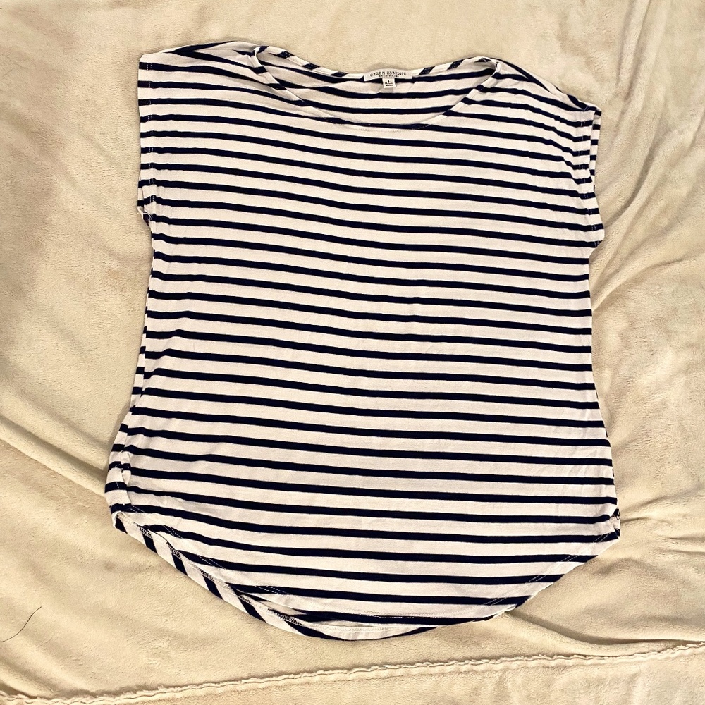 Green Envelop Large Navy Striped Top
